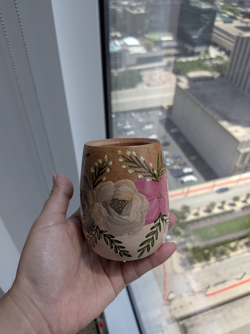 Handcrafted Floral Wooden Mate Cup/Gourd